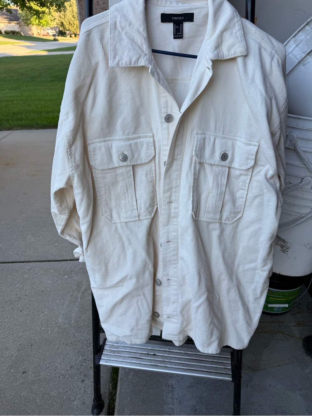 Forever 21 Men's Off-White Corduroy Shirt Jacket